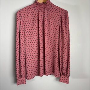 Ann Taylor smocked neck blouse Sz M
